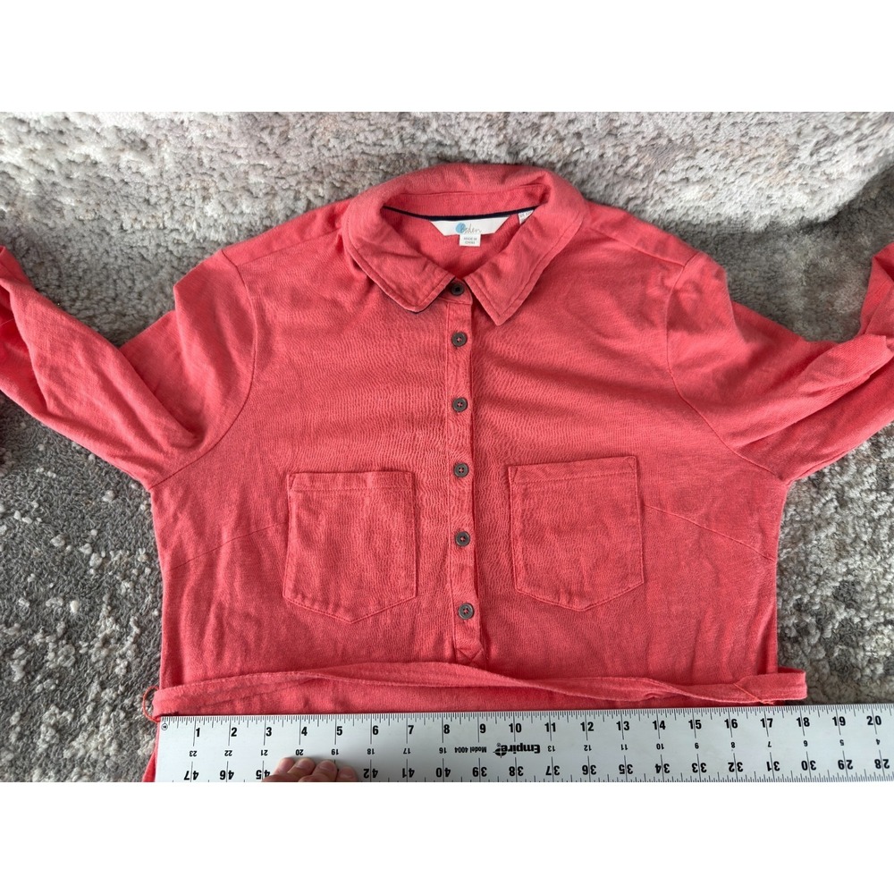 Boden Size 6 Minimalist Tie Knee Length Shirt Dress Red Pink Long Sleeve Collar - Picture 5 of 9